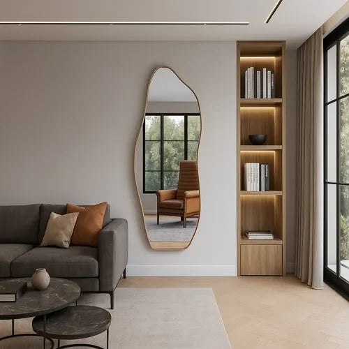 Abstract Irregular Wall-Mounted Full-Length Mirror – Modern Organic Design