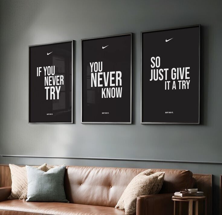 If You Never Try You Never Know | Nike Inspired 3-Piece Gym Decor