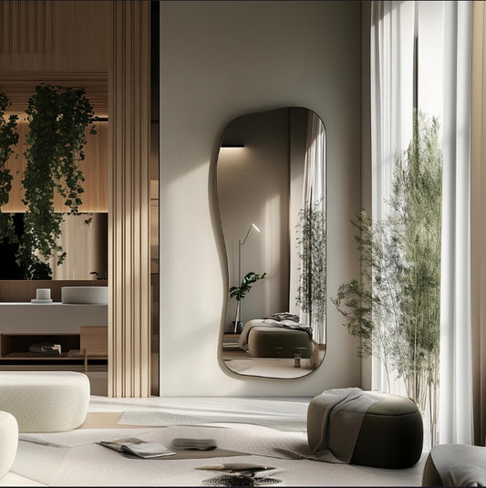 Modern Rectangle Full-Length Standing Mirror – Minimalist Black Frame