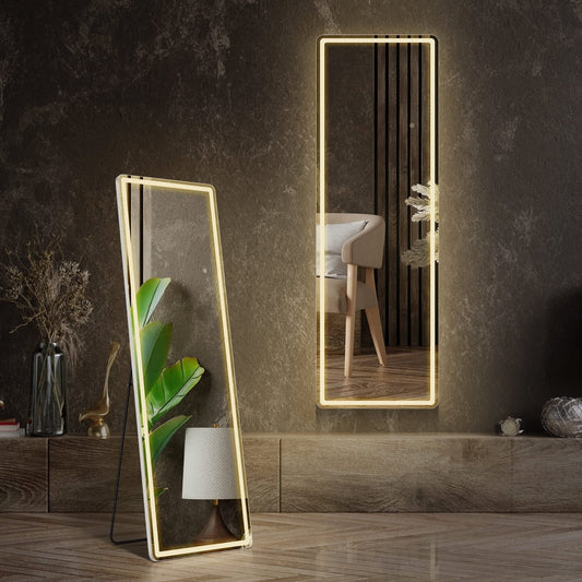 Rounded Edge Full-Length LED Mirror – Modern Standing Design