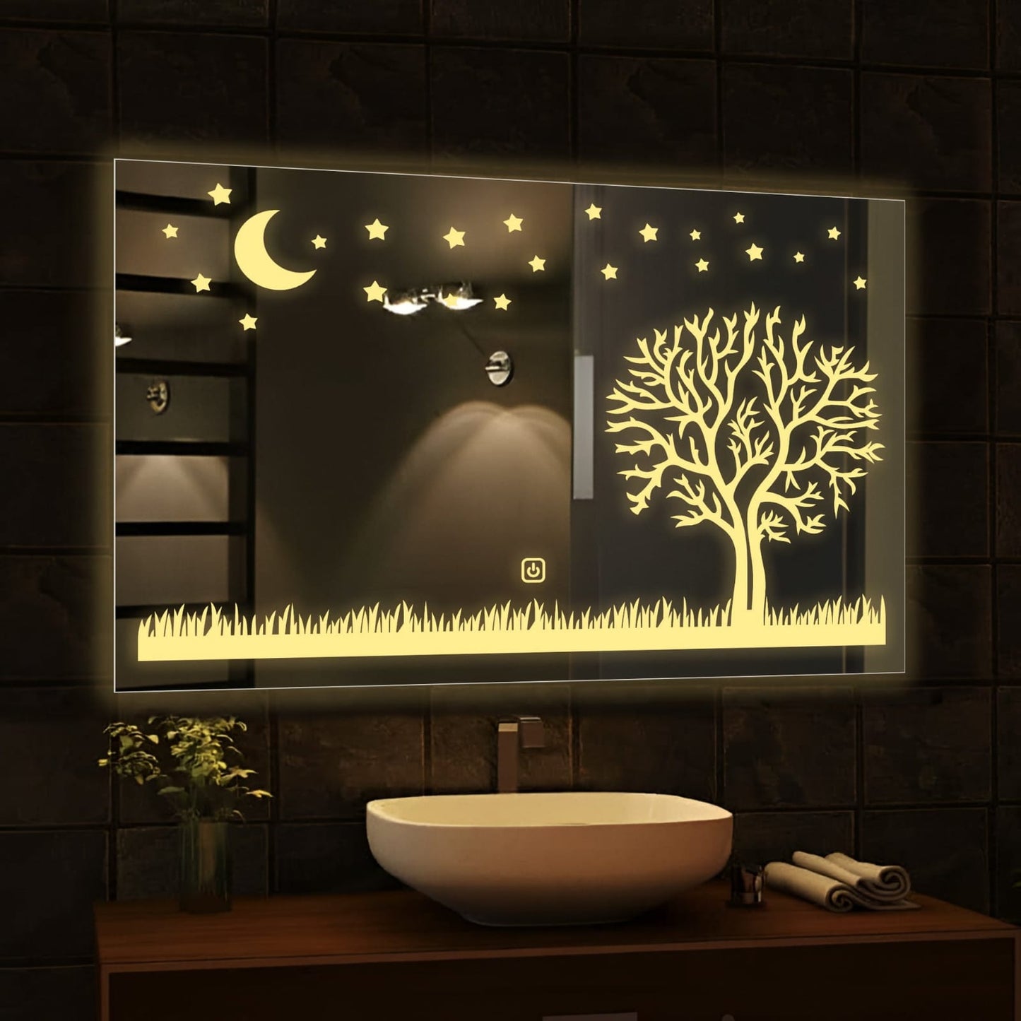 Smart LED Bathroom Mirror β Rectangle Wall-Mounted Vanity Mirror with Front & Backlit Lighting, Dimmable Touch Control, Optional Anti-Fog & Multi-Light Modes for Makeup & Shaving