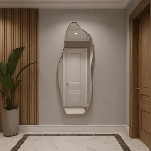 Abstract Irregular Wall-Mounted Full-Length Mirror – Modern Organic Design