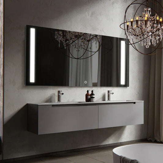 Smart LED Bathroom Mirror – Wall-Mounted Rectangle Vanity Mirror with Front & Backlit Light, Dimmable Touch Control, Optional Anti-Fog & Multi-Light Modes for Makeup, Shaving & Home Decor