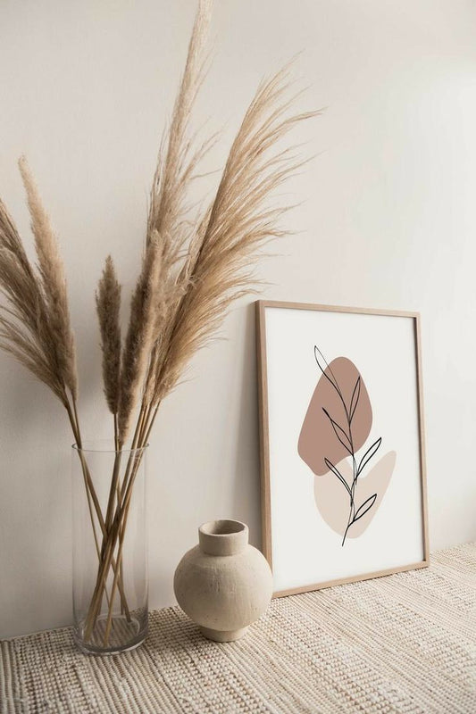 Minimalist Abstract Leaf Line Art Canvas | Boho Wall Decor