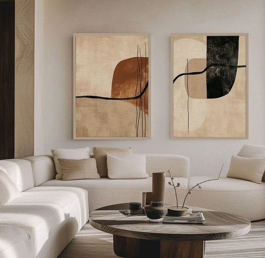 Rustic Abstract Rust & Black Textured Wall Art - 2 Piece Modern Decor | Decorsz