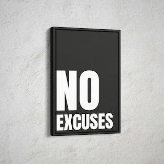 No Excuses Bold Typography Frame | Gym & Fitness Motivation Frame | Decorsz