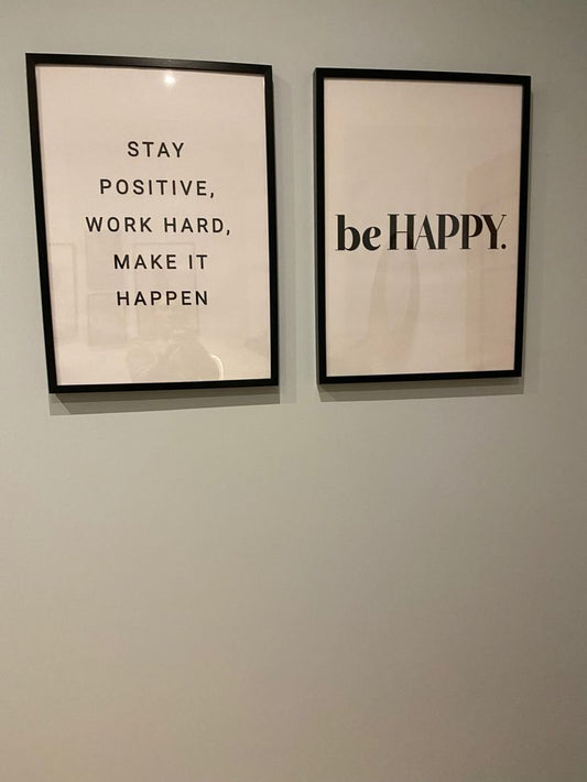 Stay Positive & Be Happy Motivational Wall Art