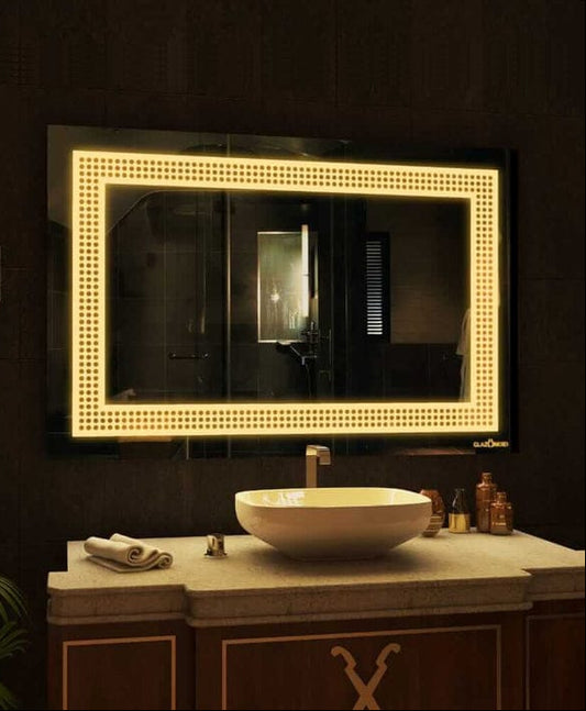 LED Bathroom Vanity Mirror – Rectangle Wall-Mounted Mirror with Front & Backlight, Dimmable Touch Control, Anti-Fog Option & Multi-Color Light Modes for Makeup, Shaving & Home Decor