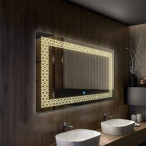 LED Bathroom Vanity Mirror – Rectangle Wall-Mounted Mirror with Front & Backlight, Dimmable Touch Control, Anti-Fog Option & Multi-Color Light Modes for Makeup, Shaving & Home Decor