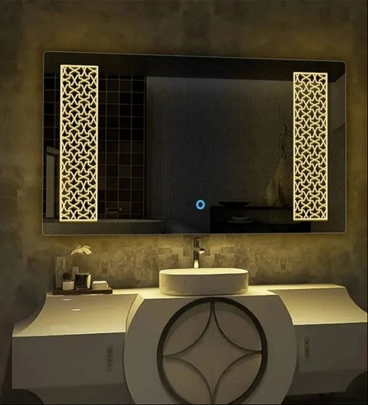 LED Bathroom Vanity Mirror – Rectangle Wall-Mounted Mirror with Front & Backlight, Dimmable Touch Control, Anti-Fog Option & Multi-Color Light Modes for Makeup, Shaving & Home Decor