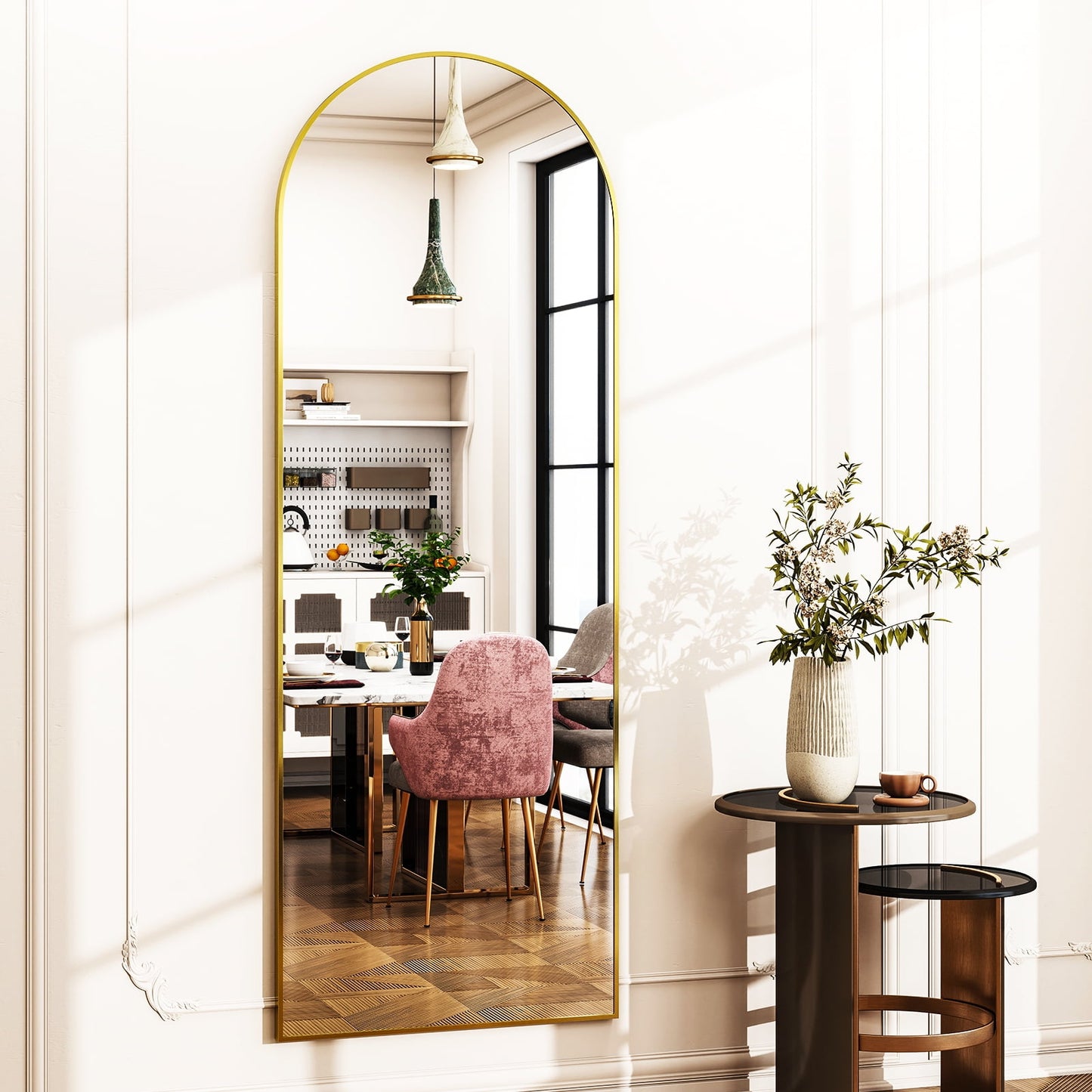 Luxury Arched Full-Length Mirror with Gold Frame – Premium Home Décor