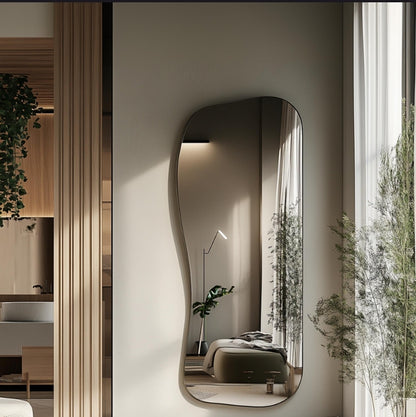 Modern Rectangle Full-Length Standing Mirror – Minimalist Black Frame