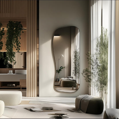 Modern Rectangle Full-Length Standing Mirror – Minimalist Black Frame