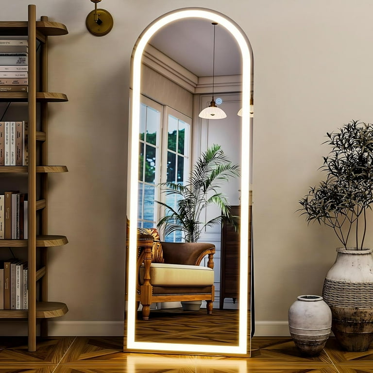 Premium Arched Full-Length LED Standing Mirror with Light – Modern Floor Mirror for Bedroom & Dressing Room & Living Room