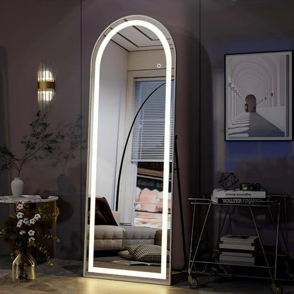 Premium Arched Full-Length LED Standing Mirror with Light – Modern Floor Mirror for Bedroom & Dressing Room & Living Room