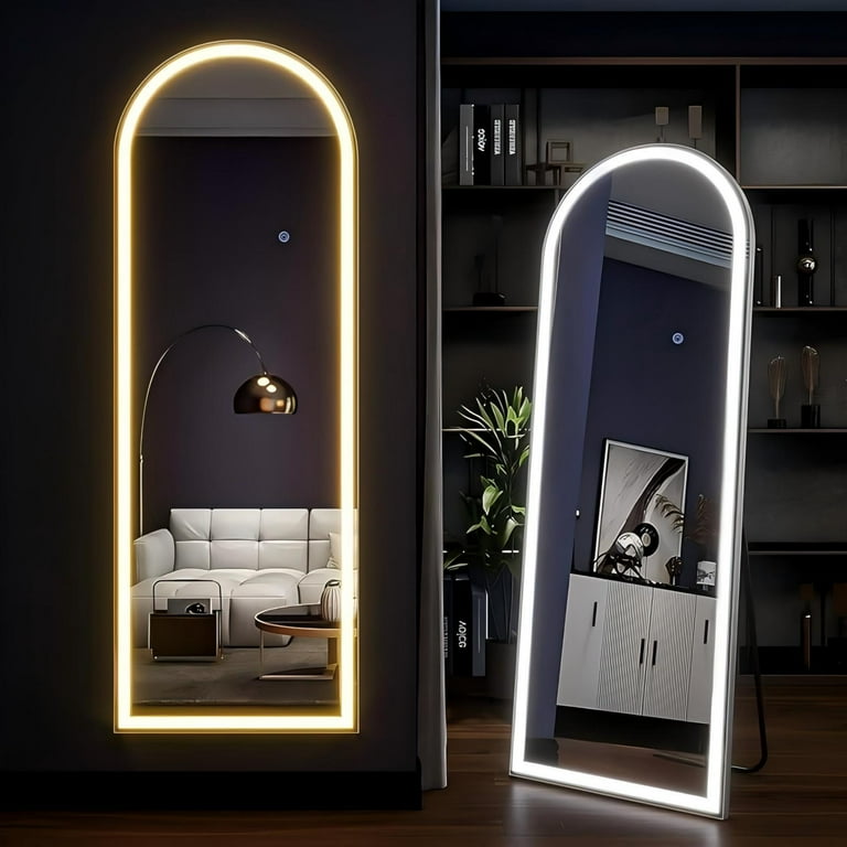 Premium Arched Full-Length LED Standing Mirror with Light – Modern Floor Mirror for Bedroom & Dressing Room & Living Room