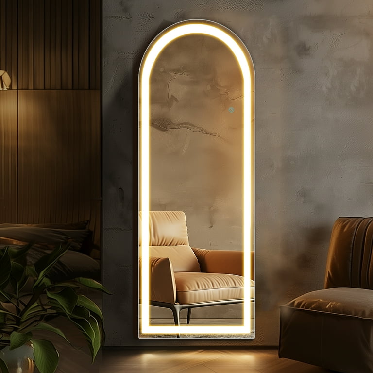 Premium Arched Full-Length LED Standing Mirror with Light – Modern Floor Mirror for Bedroom & Dressing Room & Living Room