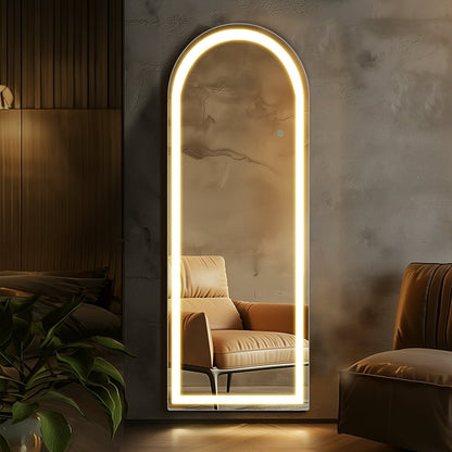 Premium Arched Full-Length LED Standing Mirror with Light – Modern Floor Mirror for Bedroom & Dressing Room & Living Room