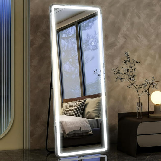 Rounded Edge Full-Length LED Mirror – Modern Standing Design