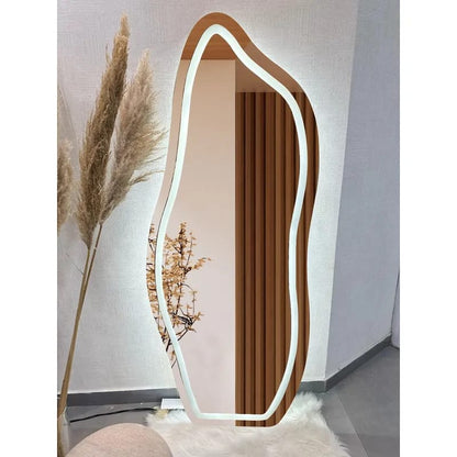 Arched Full-Length LED Standing Mirror – White Light Design
