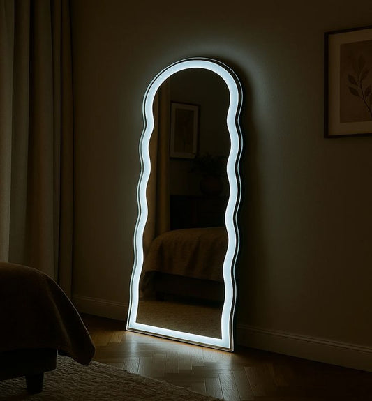 Abstract Irregular Full-Length LED Standing Mirror – Artistic Modern Design