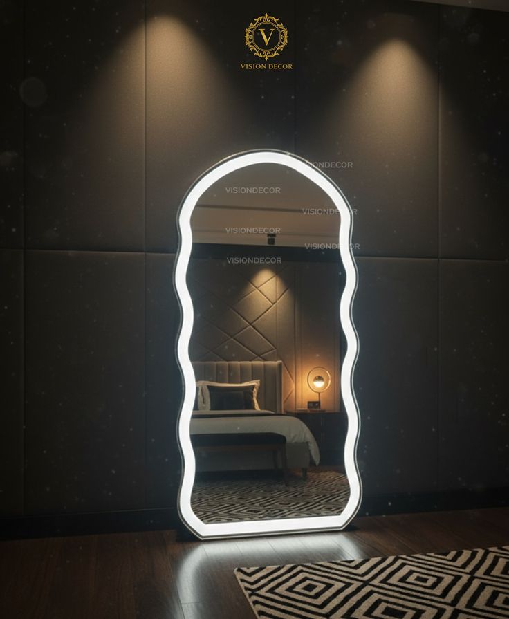 Abstract Irregular Full-Length LED Standing Mirror – Artistic Modern Design