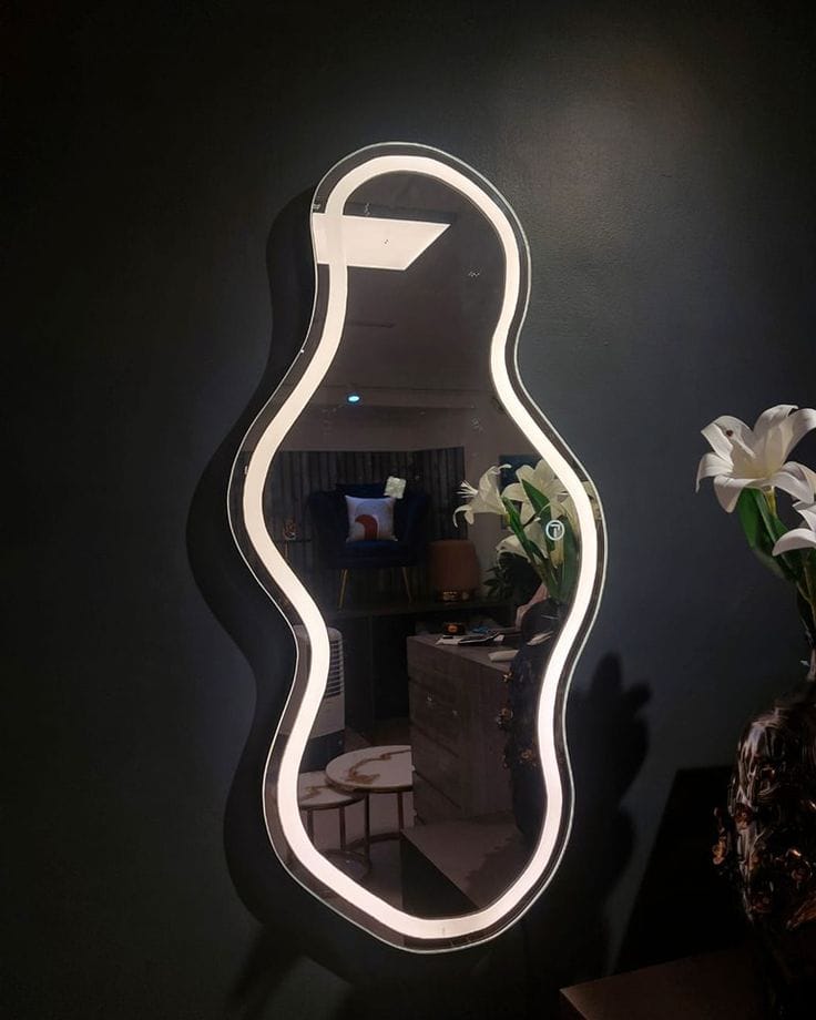 Modern Rectangle Full-Length LED Standing Mirror – Rounded Edge Design