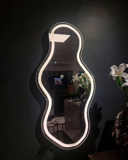 Modern Rectangle Full-Length LED Standing Mirror – Rounded Edge Design