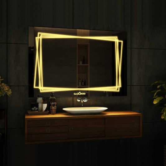 LED Bathroom Vanity Mirror – Rectangle Wall-Mounted Mirror with Front & Backlight, Dimmable Touch Control, Anti-Fog Option & Multi-Color Light Modes for Makeup, Shaving & Home Decor