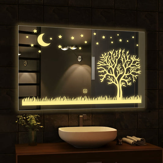 Smart LED Bathroom Mirror – Rectangle Wall-Mounted Vanity Mirror with Front & Backlit Lighting, Dimmable Touch Control, Optional Anti-Fog & Multi-Light Modes for Makeup & Shaving