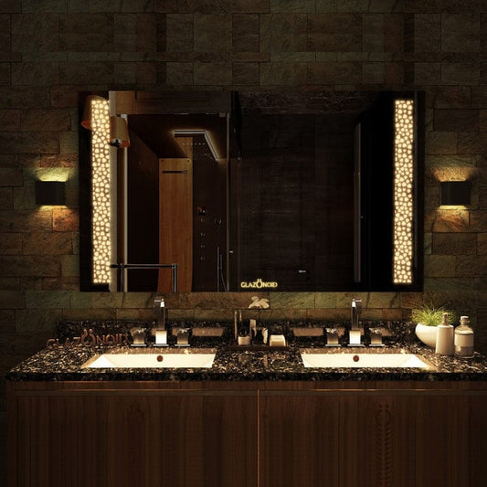 LED Bathroom Vanity Mirror – Rectangle Wall-Mounted Mirror with Front & Backlight, Dimmable Touch Control, Anti-Fog Option & Multi-Color Light Modes for Makeup, Shaving & Home Decor