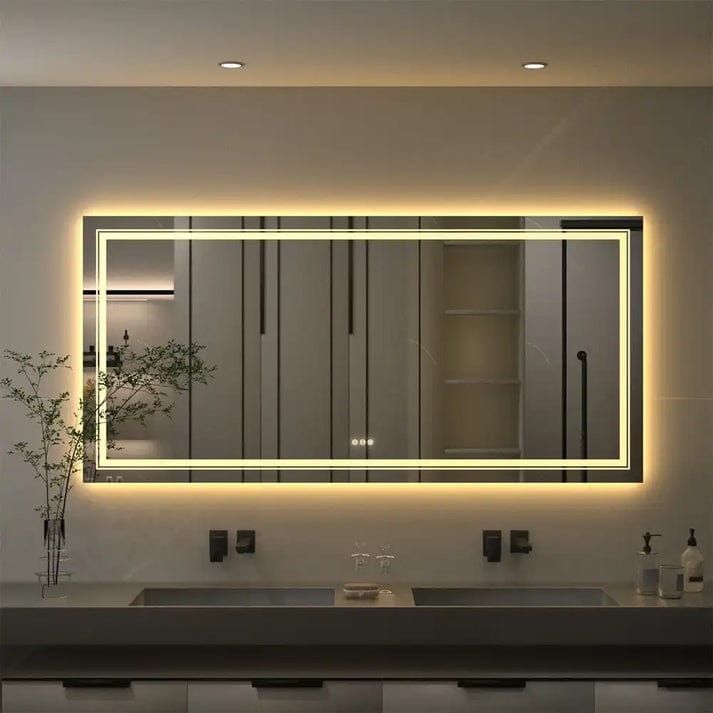 Premium LED Bathroom Mirror – Smart Front & Backlit Rectangle Vanity Mirror with Touch Control, Anti-Fog (Optional), Multi-Light Modes & Wall Mount – Modern Home Decor for Makeup & Shaving